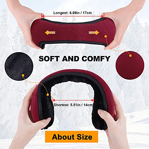 Jasmine Unisex Sherpa Fleece Lined Winter Earmuffs,Burgundy #TOP4