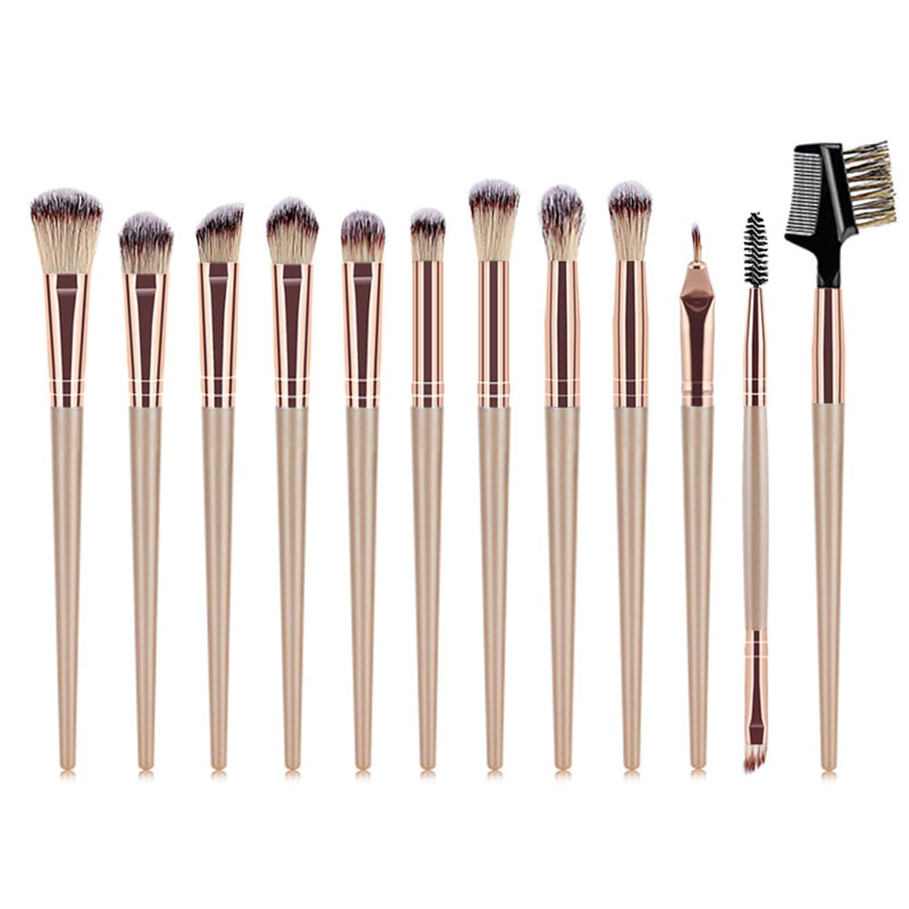 Set de 12 Brochas de Maquillaje Profesional Brocha para Base, Brocha para Colorete, Brocha para Polvos, Brocha para Corrector, Brocha para Sombra de Ojos, Brochas de Maquillaje Sintéticas