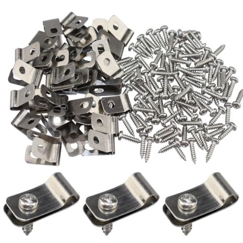 Kqcibz Wire Fence Clips, 200 Pieces Fence Wire Clamps Aluminum for 12-16 Gauge Welded Wire to Wood, Metal or Vinyl Fence Easy to Use, Silver