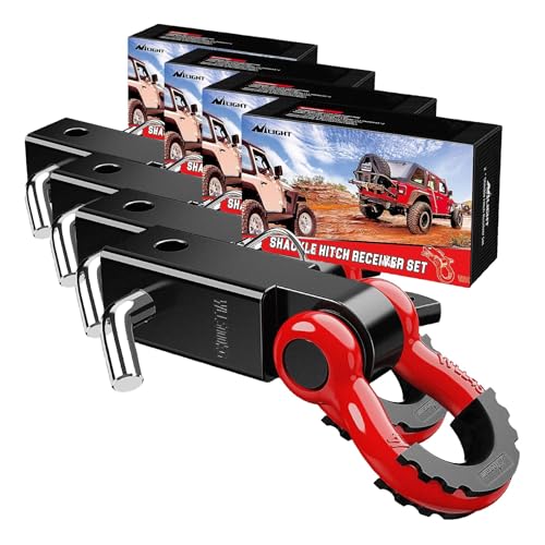 Image of Nilight Shackle Hitch Receiver 2Inch 45000 LBs Breaking Strength 3 /4 inch D Ring Shackle w /Trailer Hitch Pin Heavy Duty Solid Recovery Towing Kit for Trucks Jeeps Off-Road (Pack of 4)