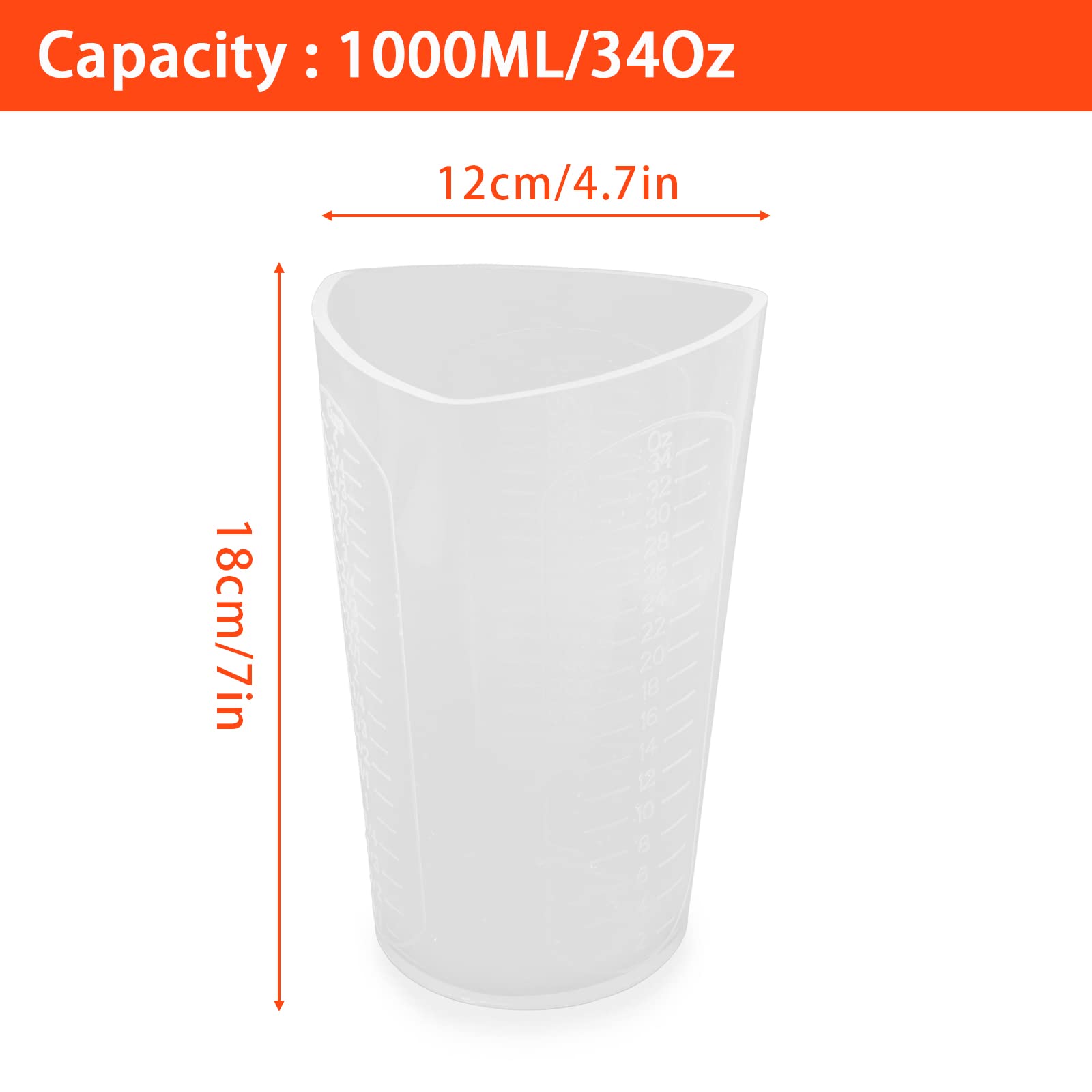 Silikon-Messbecher 1000 Ml – Mit 3 Maßeinheiten (ml, Oz, Cup), Hitzebeständig Bis 220°C, Antihaftbeschichtet
