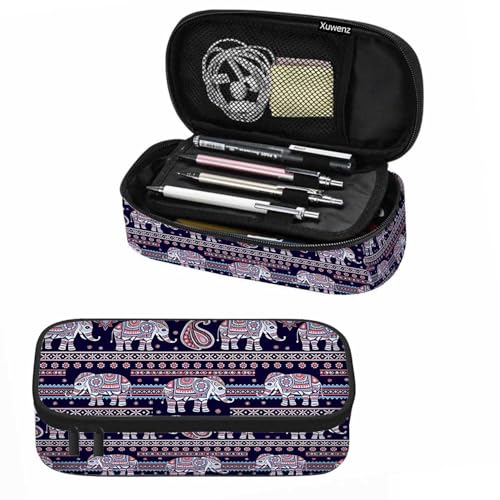 Image of Lotus Elephant Pencil Bag Purple African Tribal Ornament Ethnic Animal Big Capacity Pencil Case Pencil Pouch Pen Bag School Students Boy Girl