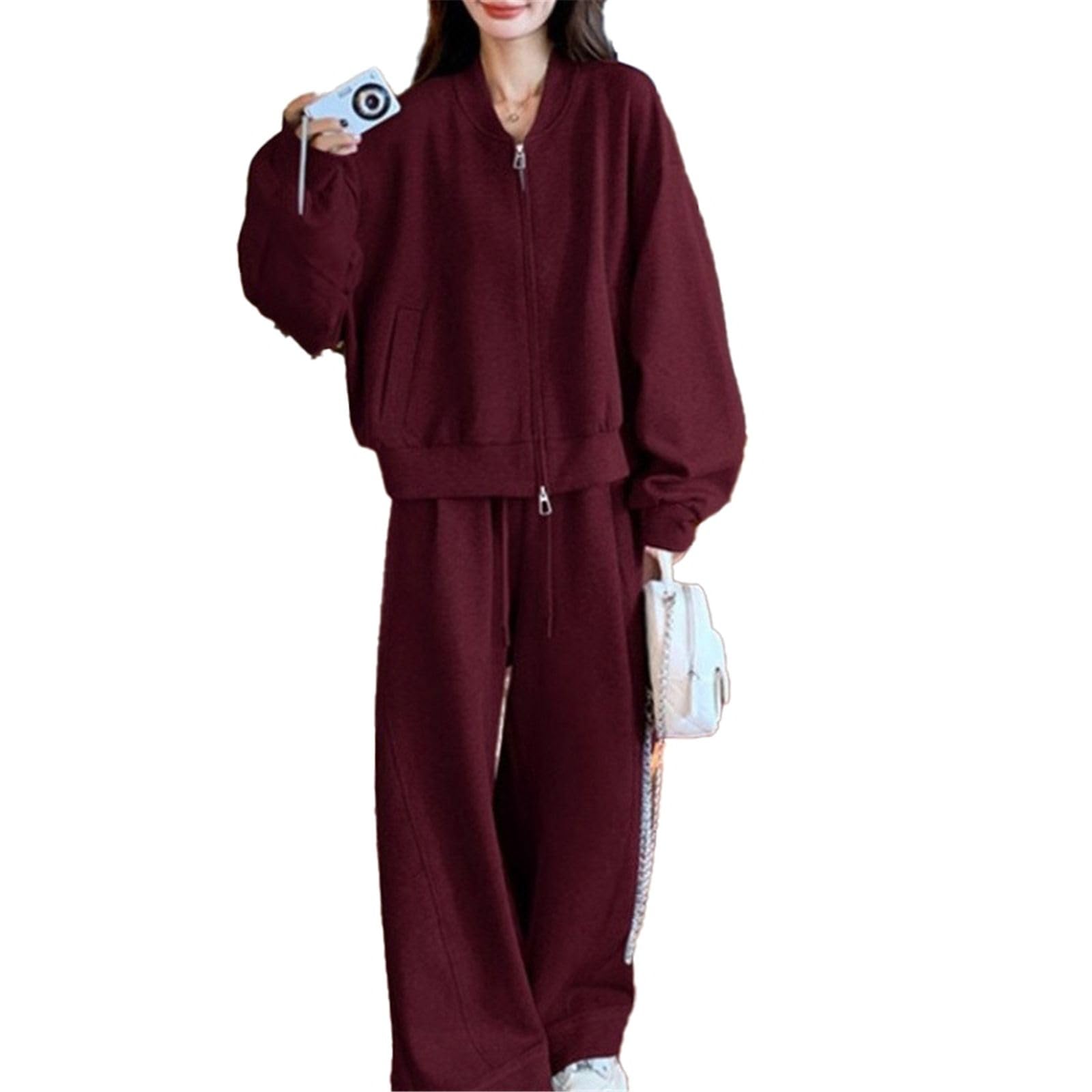 Ensemble 2 pièces sport pour femme, sweat et pantalon de survêtement décontracté