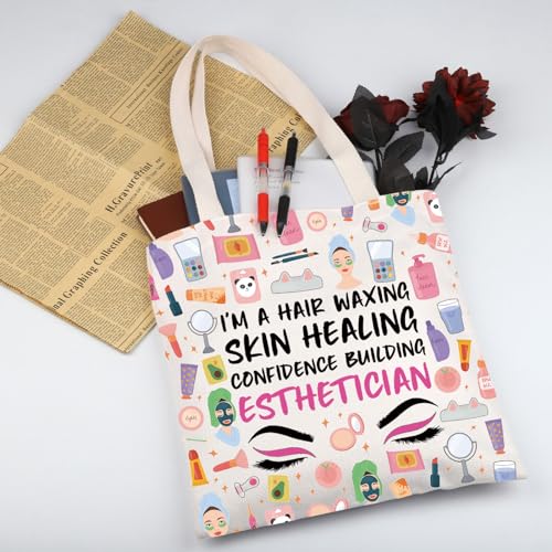 WSNANG Esthetician Gifts Esthetician Canvas Tote Bag Beautician Shopping Bag Beauty Artist Gift2