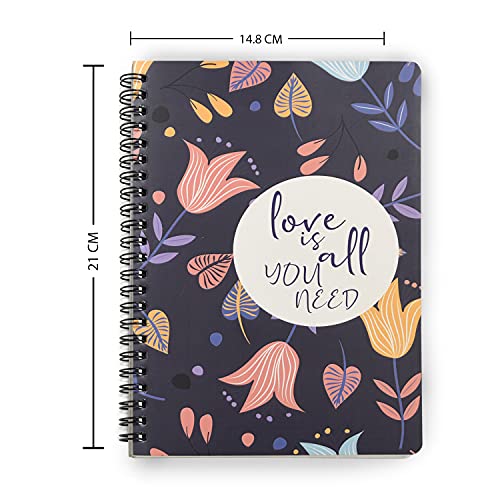 Image of Papboo A5 Handy, Love is All You Need, Easy to Carry Spiral Wiro Notebook : 100 GSM Natural Shade Paper, Dot Grid, 120 Pages, Journal, Diary, Gift