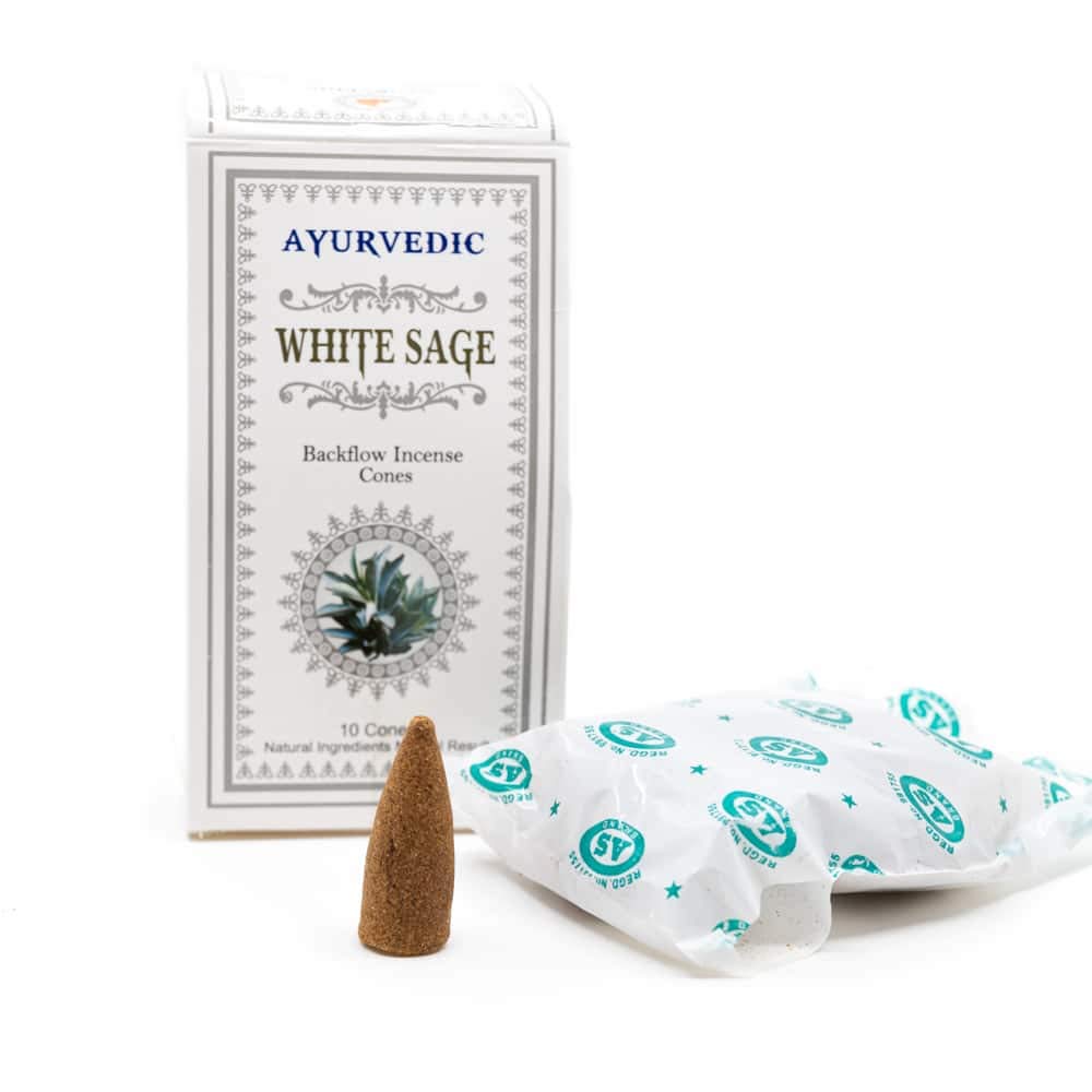 Spiru Ayurvedic Backflow Incense Cones White Sage