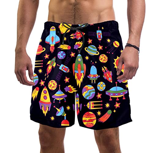 Short de plage à séchage rapide Lurnise maillots de bain hommes imprimé planètes confortable