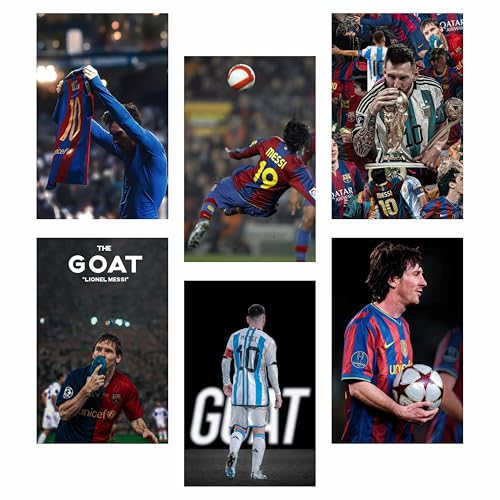 Image of Goodi Cart Lionel Messi Poster Set of 6 | Unframed 8 x 12 Inch Football Wall Art Prints on 300 GSM Paper | Aesthetic Soccer Wall Posters for Bedroom, Hostel, Living Room & Office Decor