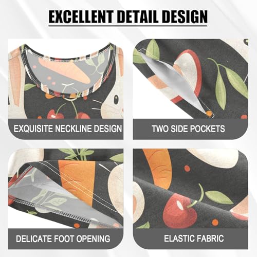 ALAZA Carrot Cherry Rabbit Pajamas Short Sleeve 2 Piece Sleepwear Top and Bottom Pajama Set Unisex4