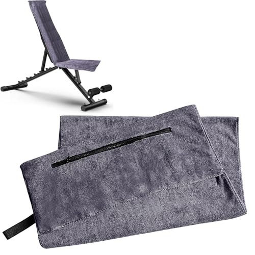 Dazkzooy Fitness Handtuch 120x50cm - Gym Handtuch für Männer und Frauen - Mikrofaser Sporthandtuch mit Reißverschlusstasche und Gummiband für Fitnessstudio und Training (Dunkelgrau)