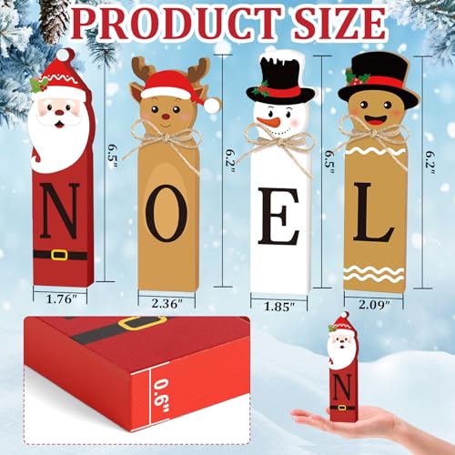 Christmas Noel Decorations, Wooden Noel Block Table Centerpiece Sign, Santa Claus Reindeer Snowman Tiered Tray Decor for Xmas Winter Holiday Home Decor (Xmas) – Image 3