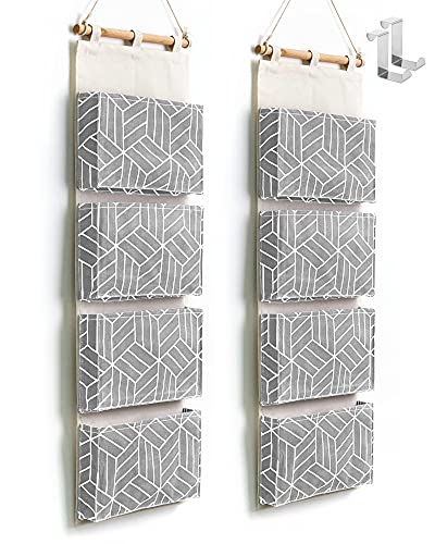 Cotton Hanging Door Organizer with 4 Large Pockets