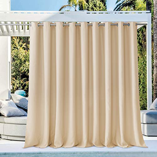 NICETOWN Outdoor Curtain Waterproof for Patio 95" Extra Long, Grommet Top Room Darkening Thermal Insulated 140" Extra Wide Protect You from Sun & Rain