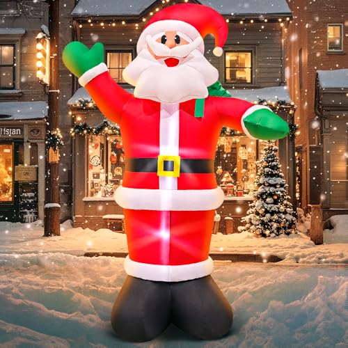 Père Noël gonflable avec lumières LED intégrées pour pelouse extérieure