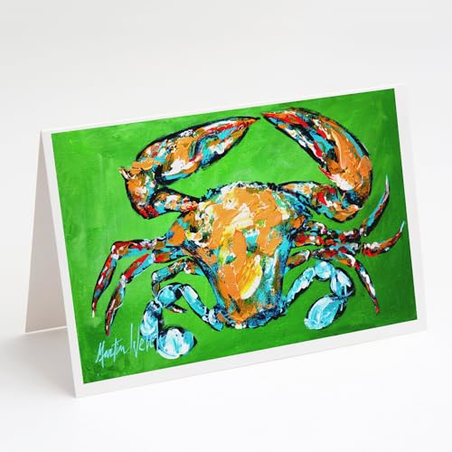 Caroline's Treasures Wide Load Crab Greeting Cards Pack of 8 Blank Cards with Envelopes Whimsical A7 Size 5x7 Blank Note Cards