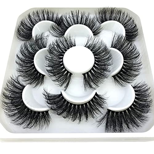 HBZGTLAD new 5 Pairs 25 mm 3d Mink Lashes Bulk Faux with Custom Natural Mink Lashes Pack Short Wholesales Natural False Eyelashes (ZM-5)
