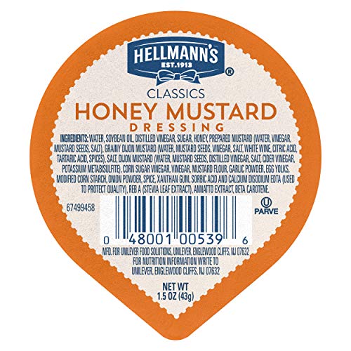 Hellmann s Classics Honey Mustard Dressing Dip Cups Gluten Free, No Artificial Flavors or High Fructose Corn Syrup, Colors from Natural Sources, 1.5 oz, Pack of 108