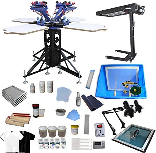 Silk Screen Printing Machine 4 Color 4 Station Screen Printing Press Screen Printing Machine Printer DIY T-Shirt