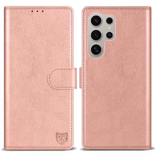 Image of ZZXX for Samsung Galaxy S25 Ultra Wallet Case with [RFID Blocking] Card Slot Kickstand Magnetic Closure Leather Flip Fold Protective Phone Case for Galaxy S25 Ultra 5G Case Wallet(Rose Gold-6.8 inch)