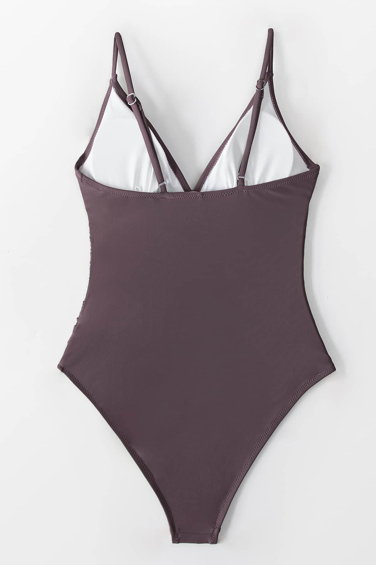CUPSHE Costume da bagno intero da donna con scollo a V profondo con spalline regolabili Costume da bagno arricciato sul davanti e sulla schiena bassa - 5