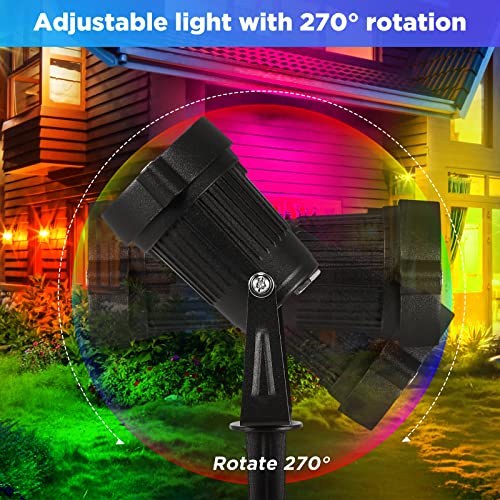 Houkiper Rgb Outdoor Spotlight Led Lawn Flood Light Stake, 6W Outdoor Color Changing Landscape Lighting Fixture, Waterproof Ac Electric Landscaping Spot Light For Yard Garden Driveway Pathway Garden #TOP5