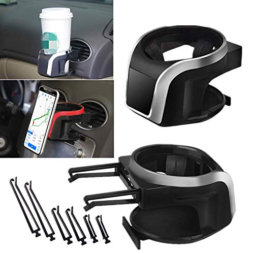 Mioke Porte-gobelet de Voiture, Support réglable Porte-Bouteille, Amovible et Universel pour Sodas, Eau, café Boisson et téléphone (Argent)