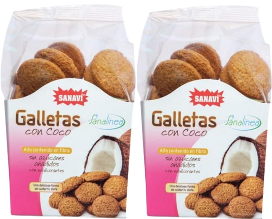 Galletas con Coco Sin Azúcar, Pack 2x200g, Con Fibra Dietética