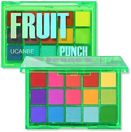 UCANBE Colorful 15 Shades Eyeshadow Makeup Palette,Shimmer Matte Metallic High Pigmented Neutral Bold Waterproof Eyes Shadow, Creamy Blendable Make Up Pallet Set (Fruit Punch)