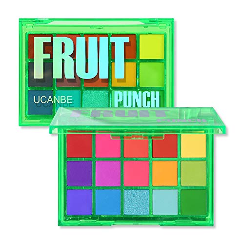 UCANBE Green Eyeshadow Makeup Palette, 15 Colors Bright Dark Green Shimmer Matte Metallic Glitter Eye Shadow, Forest Emerald Lime Pallet Kit for Cosplay Parties Christmas Halloween SFX