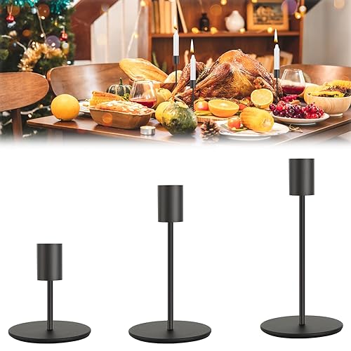 Kerzenständer Schwarz 3 Stück Kerzenleuchter Candle Holder für Party Hochzeit Deko Tabelle...