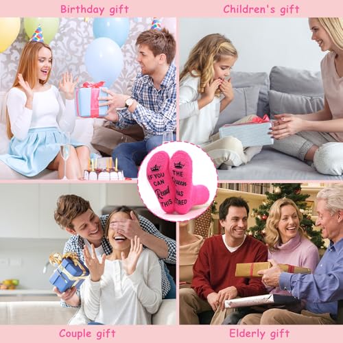 Elfinfi Calze Simpatiche Donna, Calzettoni Donna Invernali Regali, Calzini Divertenti, Calore Invernale Calze Pelose Regalo Per Migliore Amica Speciale Festa Della Mamma Compleanno Natale - 7