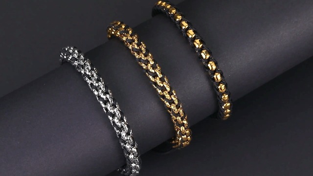 Pulsera para hombre ajustable bañada en oro 18K miniatura 7