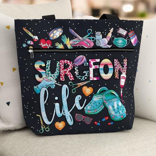 Image of 84hoods Large Waterproof Tote Bag with Pockets and Zipper for Work. Gift for Nurse. Shoulder Bag for Women.