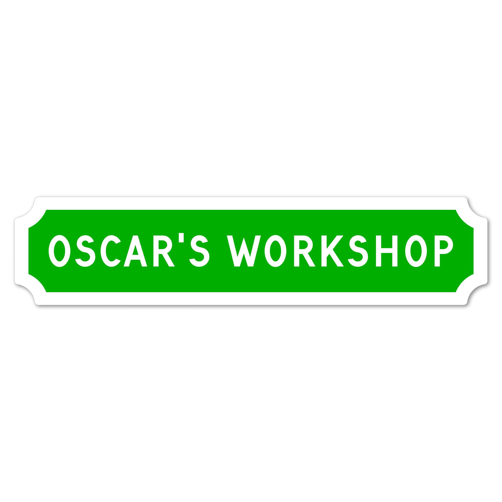 Personalised ANY TEXT Street Sign on METAL. Various sizes of Plaque Outdoors or Indoors Use. Door Wall Vintage Railway Gift Idea (283mm x 63mm, White Text on Green)