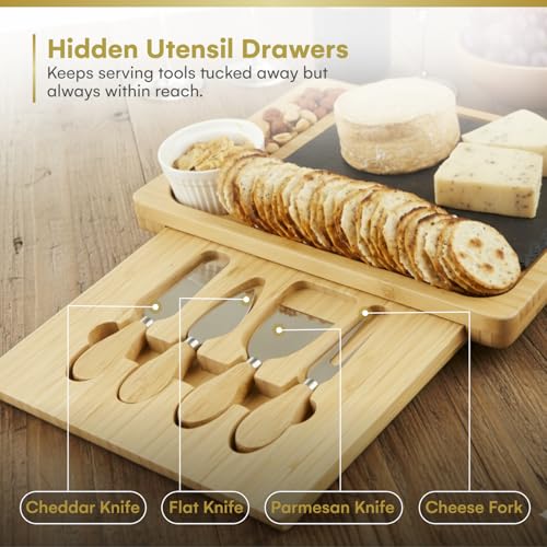 image for Dynamic Gear Charcuterie Board Gift Set, Expandable Bamboo Cheese Boar