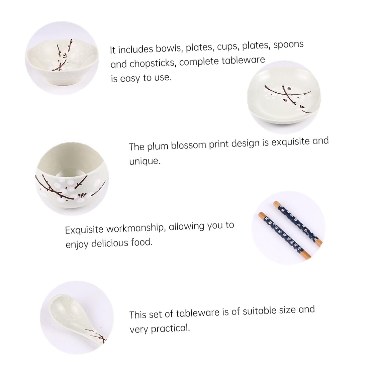 Ensemble D’assiettes Japonaises 6 Pièces en Céramique Personne
