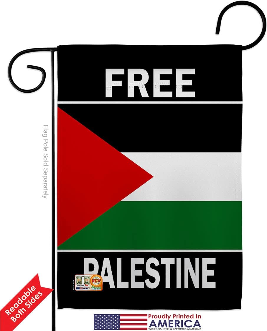 Free Palestine Garden Flag Set with Stand Support BLM Anti Racism Justice Revolution Movement Equality Social Small Decorative Gift Yard House Banner Double-Sided Made In USA 13 X 18.5