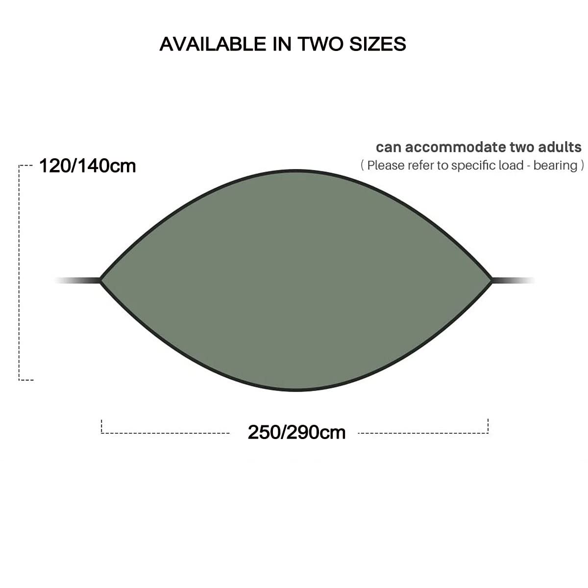 Hamak Kempingowy z Moskitierą, Przenośny Namiot Hamakowy Podróżny, Lekki Hamak Podróżny 2 w 1, na Patio Piesze Wycieczki Podróże (Color : Army green, Size : 290x140cm)