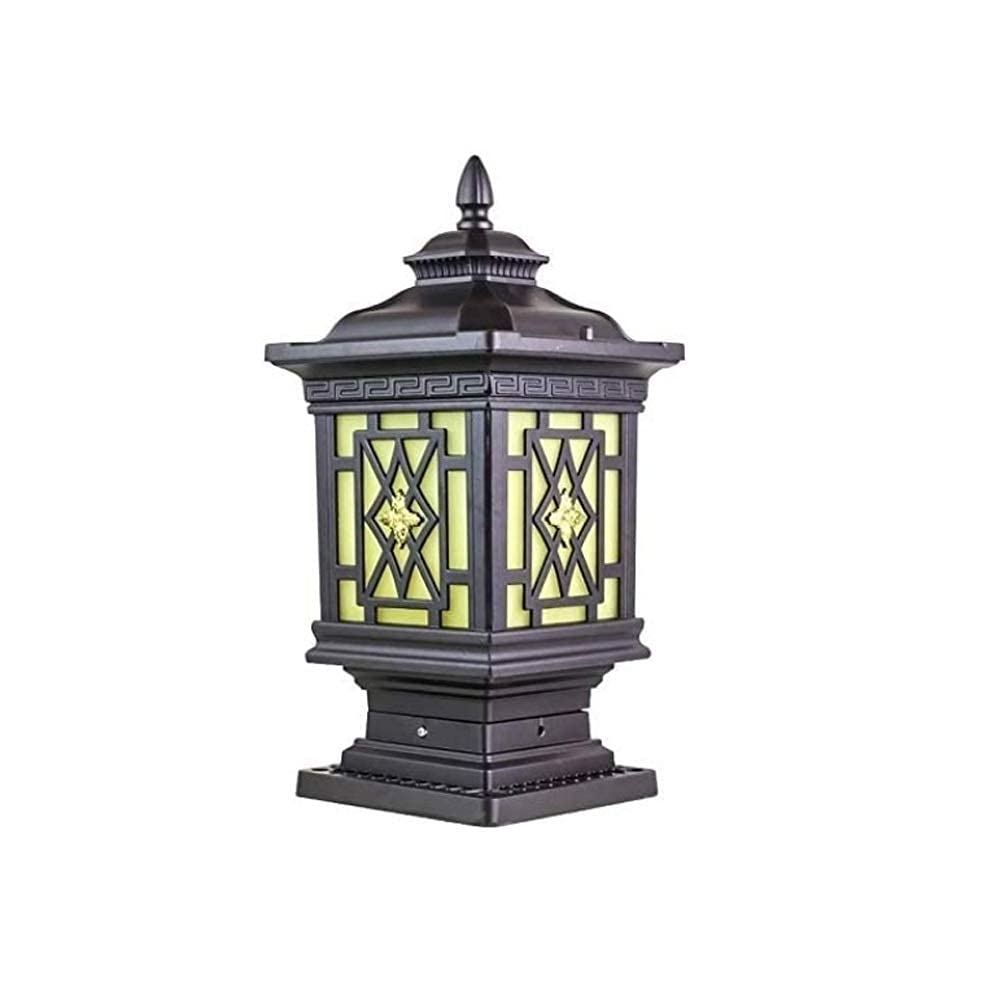 Luces de poste Luz de pedestal clásica europea Lámpara de poste impermeable al aire libre Vidrio de aluminio Antióxido de jardín Valla de jardín Linterna de columna E27 Patio externo Farola Patio Pais