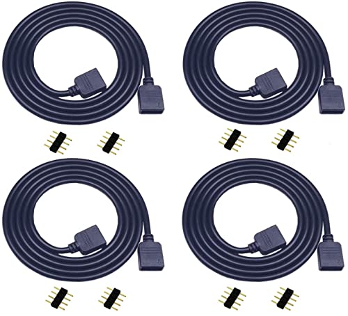 TronicsPros 4pcs 1m/ 3.3ft RGB LED Strip Extension Cable 4 Pin Flex LED Tape Extension Cord LED Ribbon LED Rope Light Connector Wire for RGB 5050 3528 2835 Flexible LED Strip Light (Black)