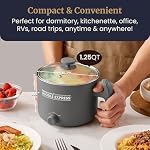 Elite Gourmet NOODLE EXPRESS™ Hot Pot, Prepare Ramen, Rice, Soups, Stews, Boil Water, Stainless-Steel Interior, Glass Lid, High/Low/Off Settings, Grey - Image 5