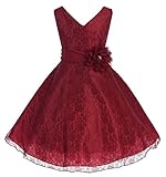 iGirlDress Big Girls Lace Special Occasion Dress Sizes 12 Burgundy