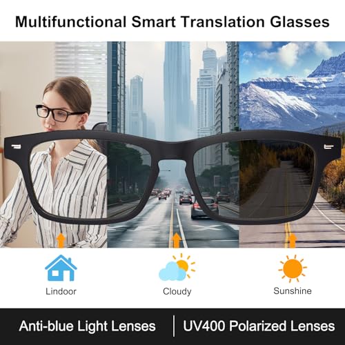 Image of GenXenon AI Glasses for Men Women, AI Translator Powered by ChatGPT with Real-Time Translation(160+Languages), UV400 Photochromic Lenses Smart Sunglasses, Bluetooth Glasses for Travel /Business /Study