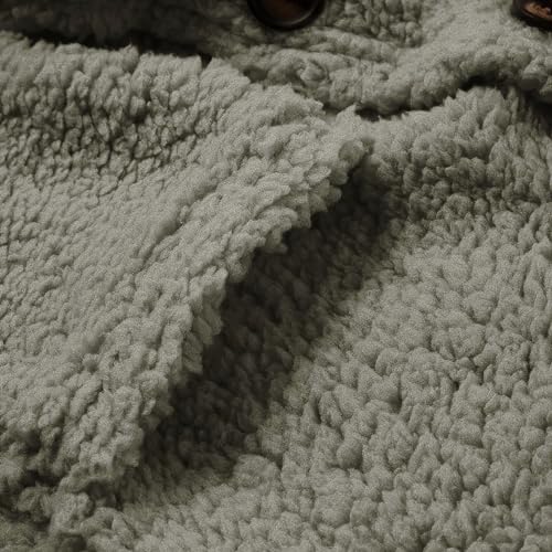 Women Casual Plus Size Plush Sweater Pockets Outerwear Buttons Cardigan Coat Hooded Lightweight Jacket for3