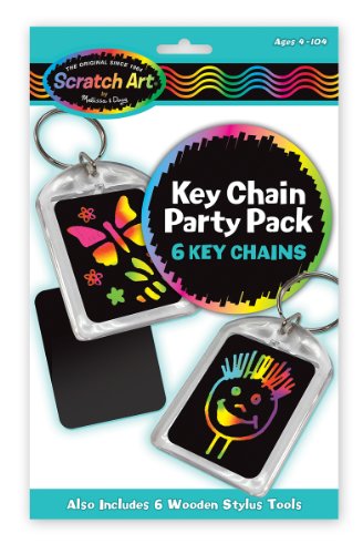 Melissa & Doug Scratch Art Key Chain Party Pack Activity Kit - 6 Key Chains