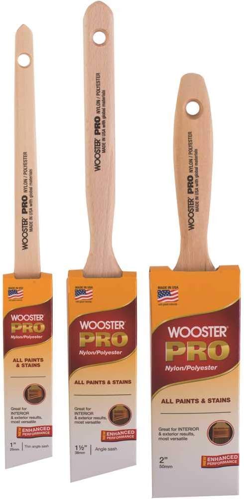 Wooster Pro 0H21460000 2" Nylon/Polyester Flat Paint Brush 3pk