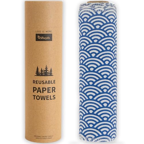 SFIUYDS Reusable Paper Towels Washable，Pack of 12 Paperless Napkins Flannel Cotton Cloth 10
