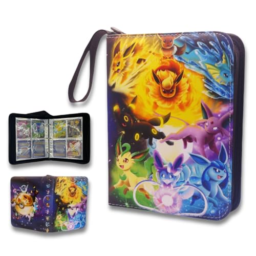 Rufpunkt 400 Cartas Pokemon Álbum de recortes, 50 páginas, Carpeta Pokemon con cremallera, portátil y resistente al agua, carpeta coleccionable de poliuretano como regalo para niños y coleccionistas