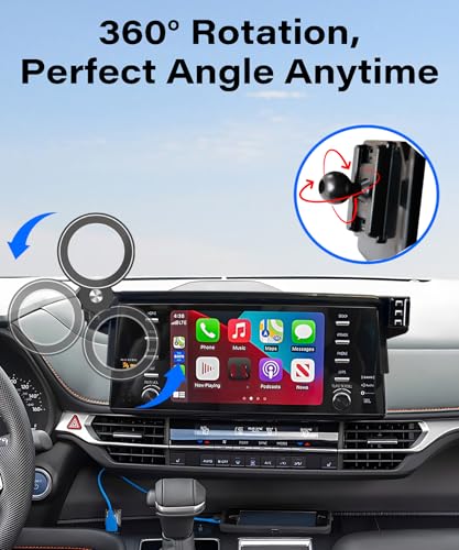 Image of Car Phone Holder for Toyota Sienna 2021 2022 2023 2024 Accessories Apply to 9 Inch Touch Screen Fixed Clip MagSafe Cell Phone Mount Hands-Free 360 Rotation