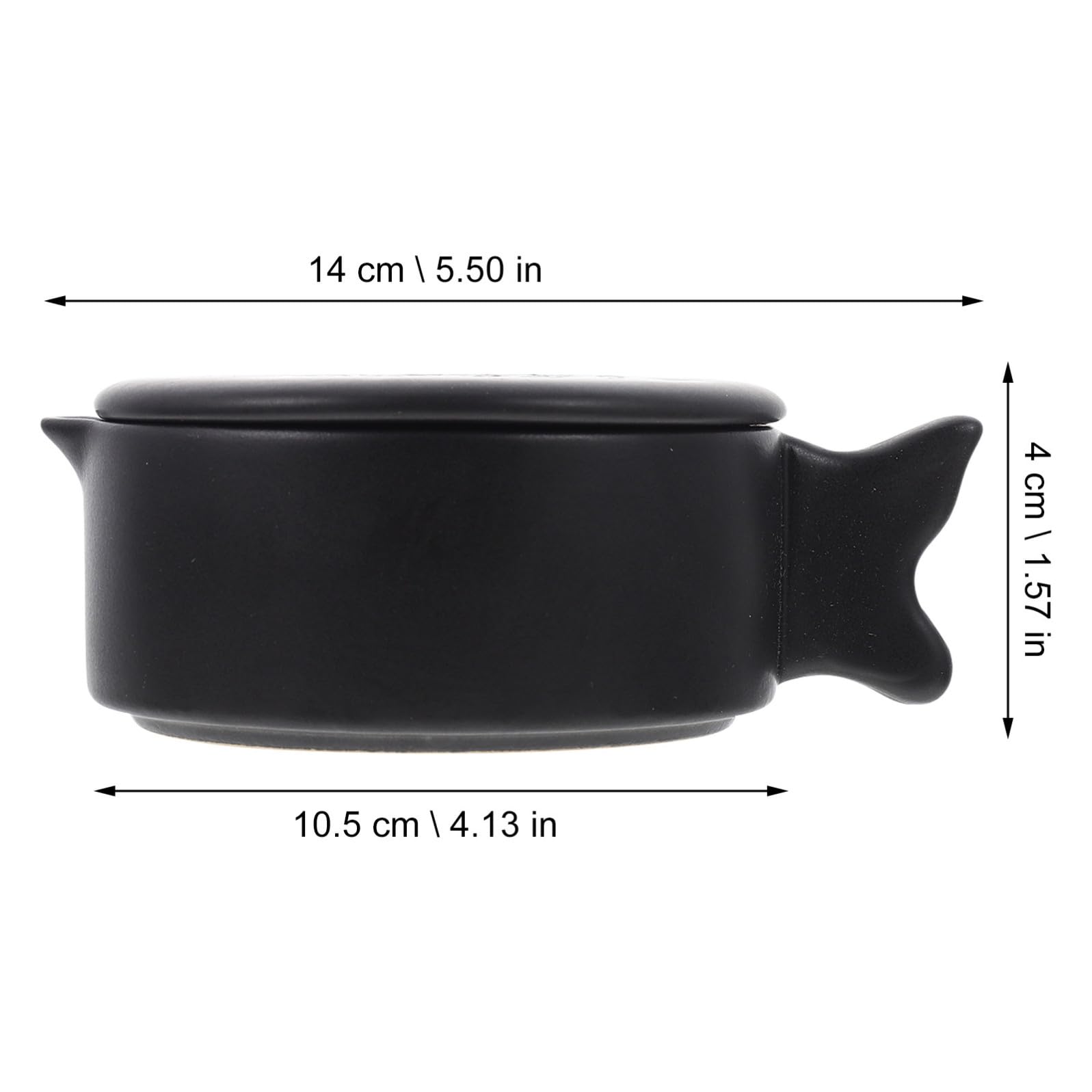 ABOOFAN Piatto Manico a Forma di Coda di Pesce per Inchiostro in Ceramica Nero Coperchio, Design Multifunzionale ed Elegante per Calligrafia e Pittura Tradizionale